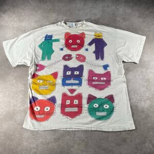 90’s Cat Art Graphic VTG Made in USA Paint T-shirt Men’s XL